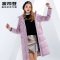 波司登羽绒服女中长款2018冬季丝绒时尚连帽外套B80141550DS_1 165/88A 藕荷紫6011
