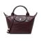 Longchamp 珑骧 女士LE MINI PLIAGE CUIR系列牛皮手提包 1500 HMV E78-酒红色
