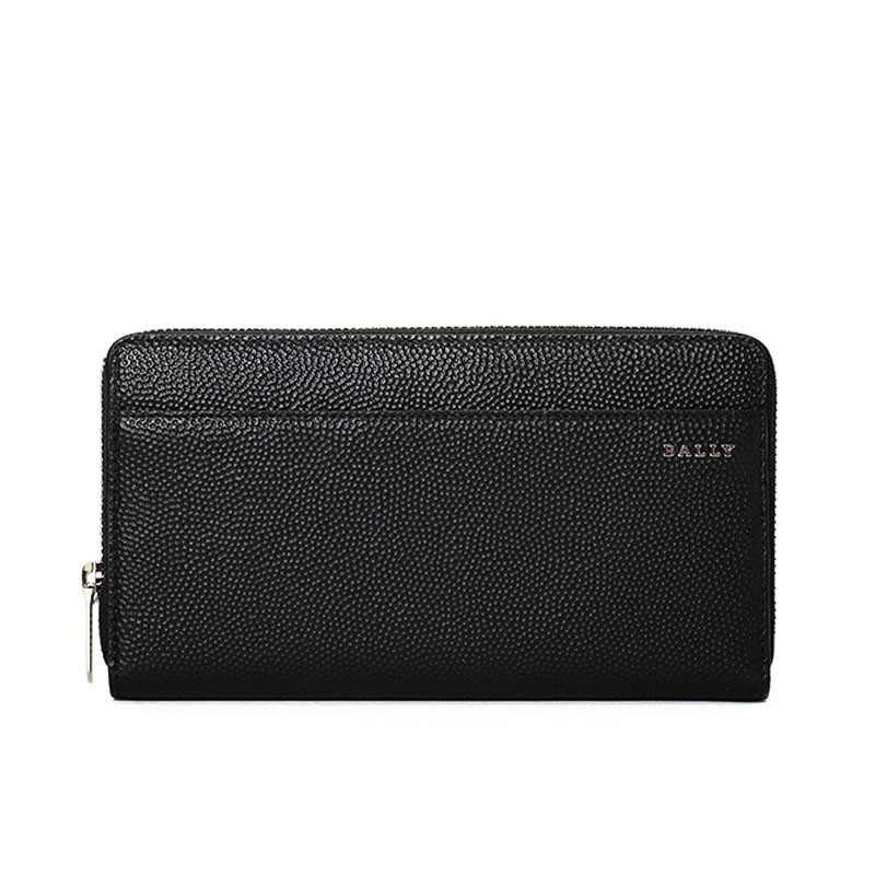 BALLY/巴利 男钱包纯色压纹长款拉链钱夹 6214734 黑色