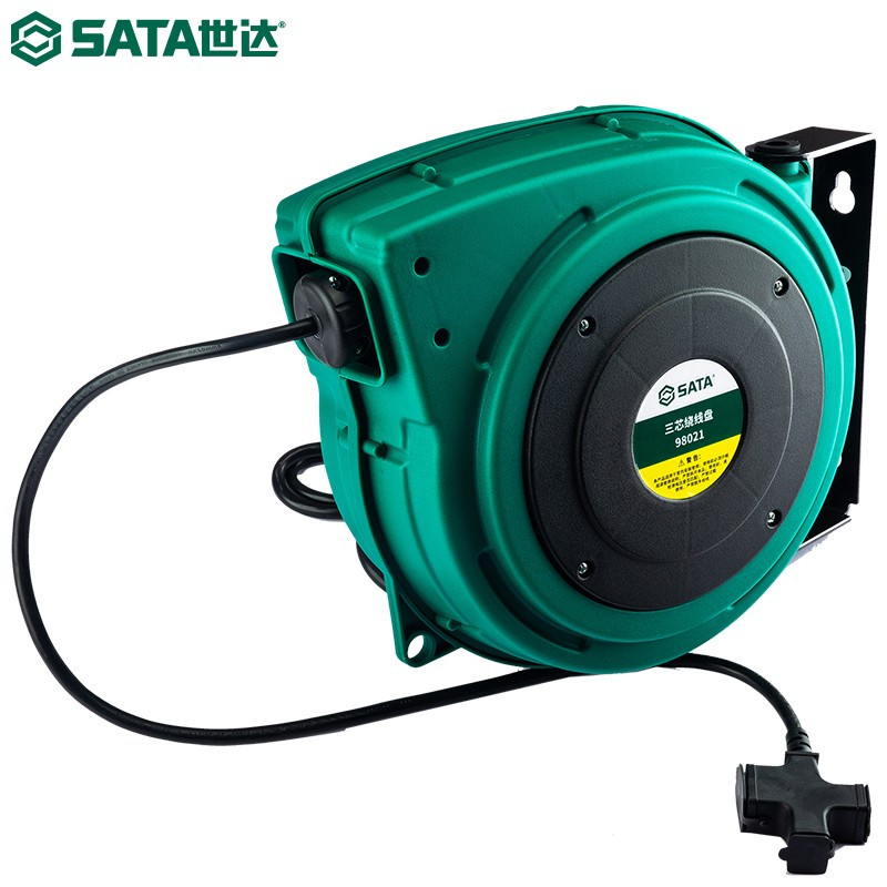 世达（SATA）自动伸缩卷管器 三芯绕线盘10米 98021