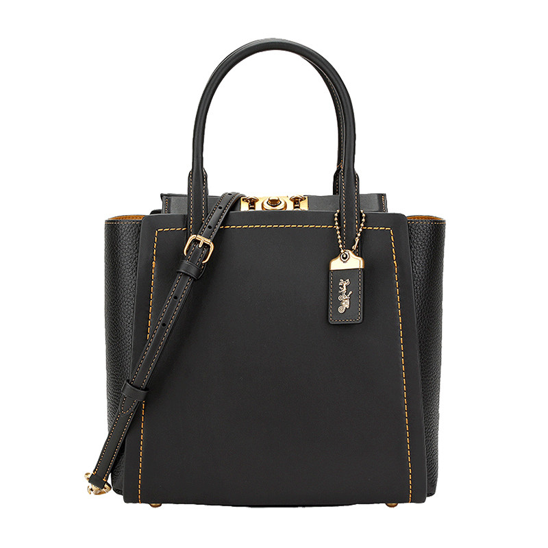 COACH 蔻驰 奢侈品 女士专柜款黑色皮革手提单肩斜挎包 78164 B4/BK 黄色