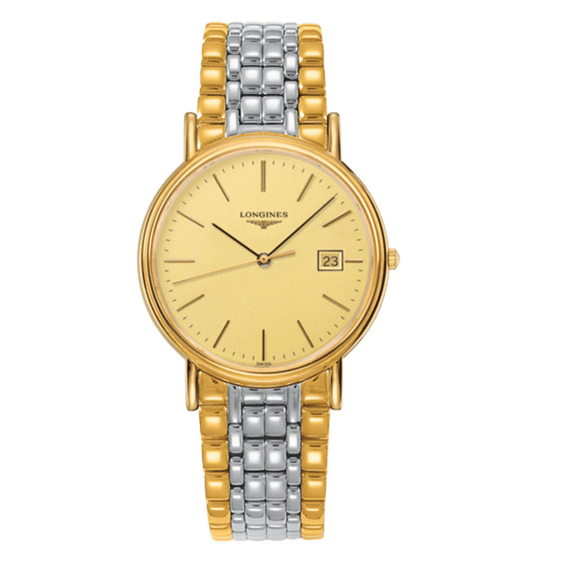 LONGINES/浪琴瑞士男手表瑰丽系列商务儒雅 石英男表L4.790.2.32.7间金银盘38mm 间金金盘