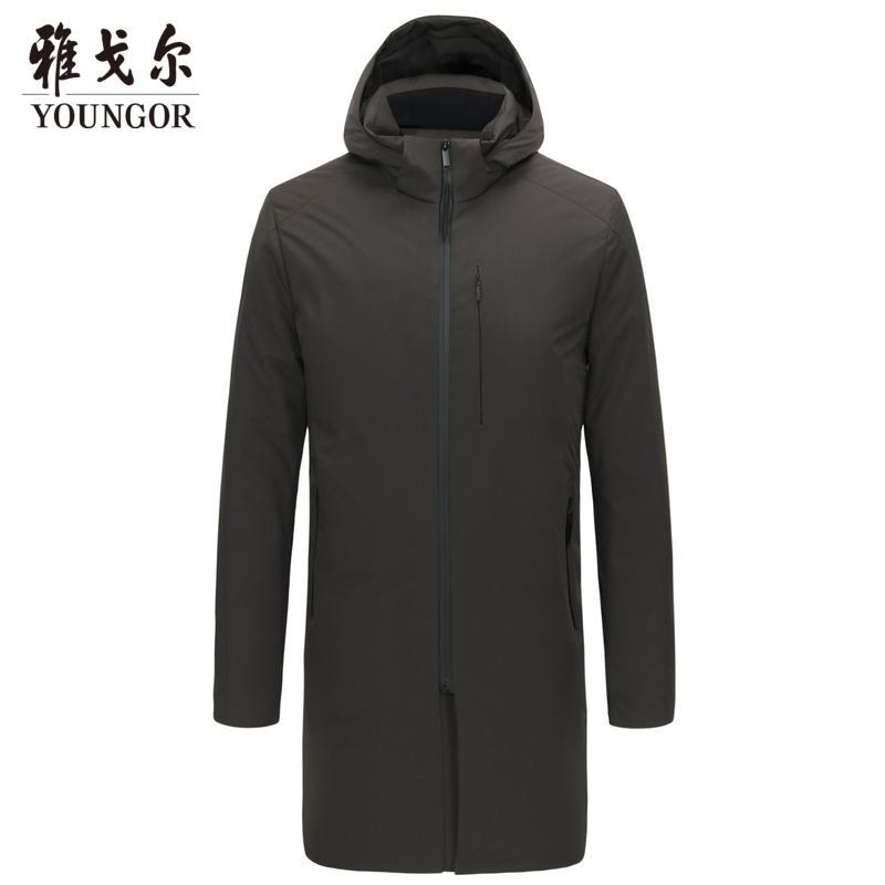 Youngor/雅戈尔男装商务休闲白鸭绒商务休闲优雅素色墨绿茄克955PQA 185/104A 墨绿色