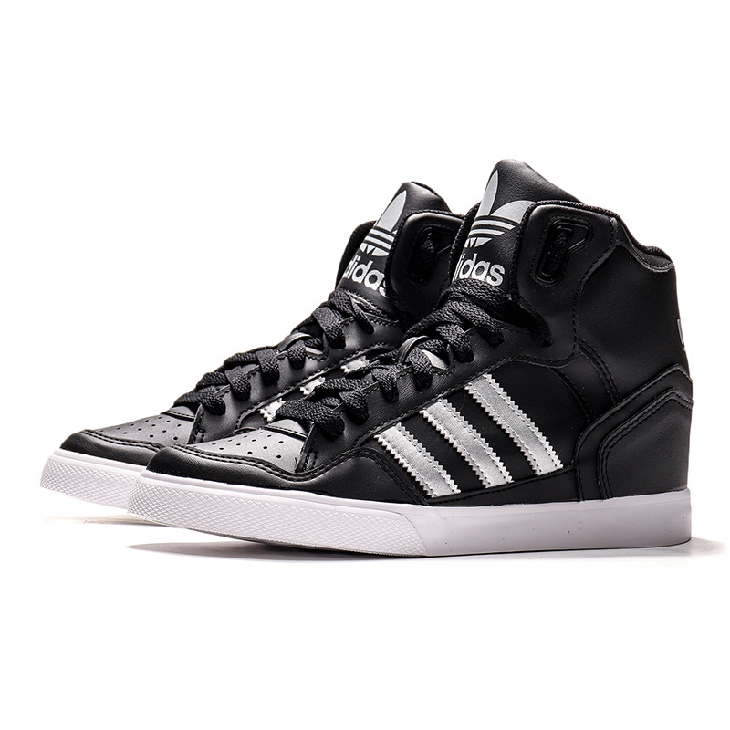 adidas阿迪达斯三叶草女鞋运动鞋休闲鞋高帮板鞋FW2033 FW20331号黑色+银金属 36.5码
