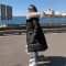 【秀衣记】连帽羽绒棉服女中长款2019冬新款韩版时尚简约大口袋棉袄棉衣 墨绿配黑色毛 M