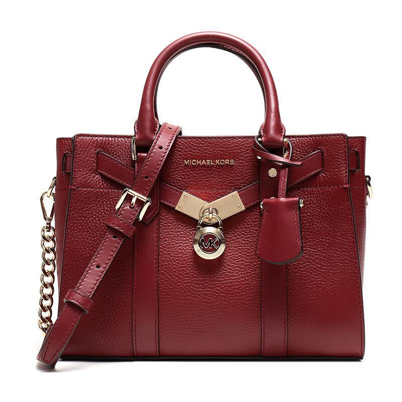 MICHAEL KORS 迈克·科尔斯 MK 女士鹅卵石纹皮革小号手提单肩斜挎包 30F9G0HS1L BRANDY-酒红色
