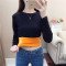 懒惰风加绒/不加绒可选牛油果绿圆领毛衣女秋冬外穿宽松套头线衣百搭打底针织衫 L建议105-120斤 黑色全身加绒款
