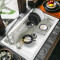 科恩纳石英石水槽单槽一体厨房洗菜盆花岗岩家用商用加厚洗碗水池 D750-顶配套装-金砂黑