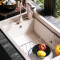 科恩纳石英石水槽单槽一体厨房洗菜盆花岗岩家用商用加厚洗碗水池 D750-豪华套装-珍珠白