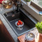 科恩纳石英石水槽单槽一体厨房洗菜盆花岗岩家用商用加厚洗碗水池 D750-顶配套装-古田麦