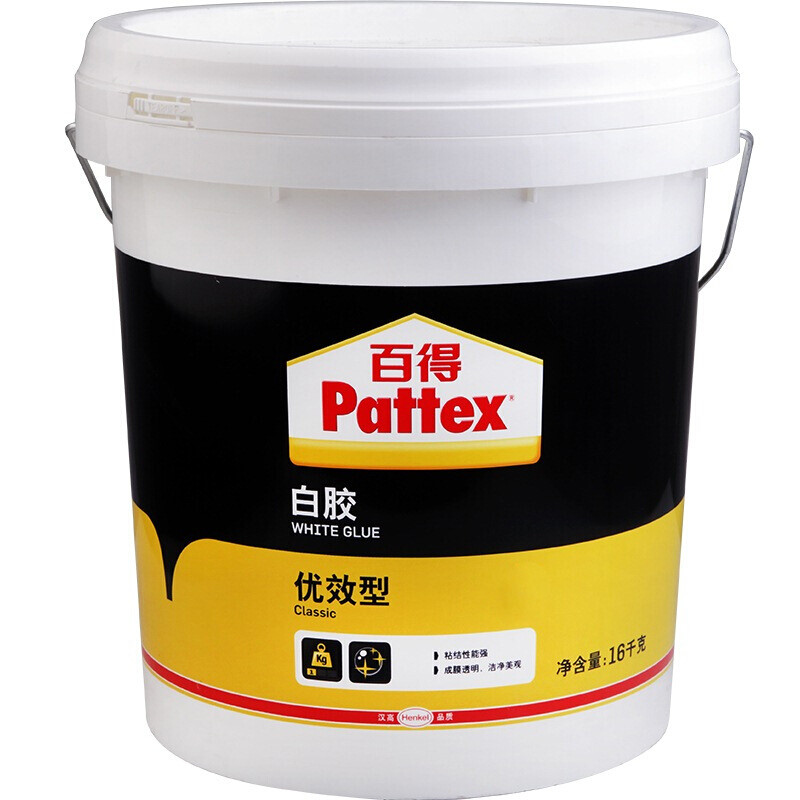 汉高百得（Pattex） 白胶 木工白胶 白乳胶 手工胶 粘接性能强 成膜透明环保型胶水 优效型PXWG16C 16k