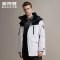 波司登男2019羽绒服短款时尚撞色工装风新款外套_1 180/96A 糙白黑色800H