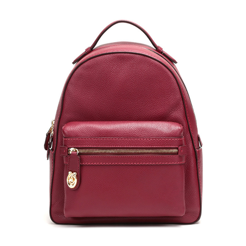 COACH 蔻驰 奢侈品 女士抛光鹅卵石皮革CAMPUS双肩背包 35608 GDDPR-深红色
