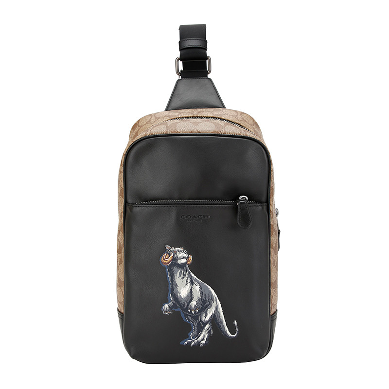 COACH 蔻驰 奢侈品 男士星战系列黑色人造革配皮胸包挎包 F88274 QB/M2 黑色F88274