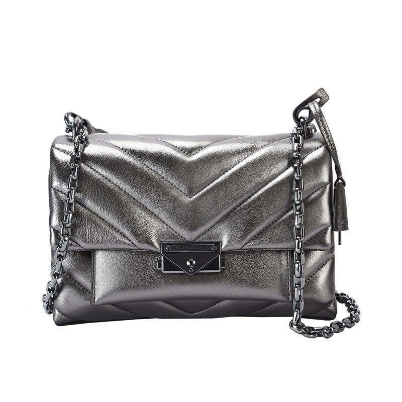 MICHAEL KORS 迈克·科尔斯 MK 女士皮质CECE中号单肩斜挎包 30H9U0EL6K ANTHRACITE-炭灰色