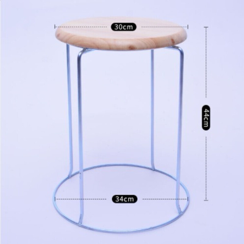 新款！加厚钢筋凳子换鞋凳铁凳现代简约圆凳子家用小凳子八孔凳子塑料凳板凳高凳餐凳J_688 大号实木木盘43cm高