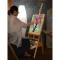 苏宁放心购榉木带抽屉儿童实木质油画架木制美术素描成人画箱画板架套装收纳式学生初学者折叠多功_747 白色画架+4K画板