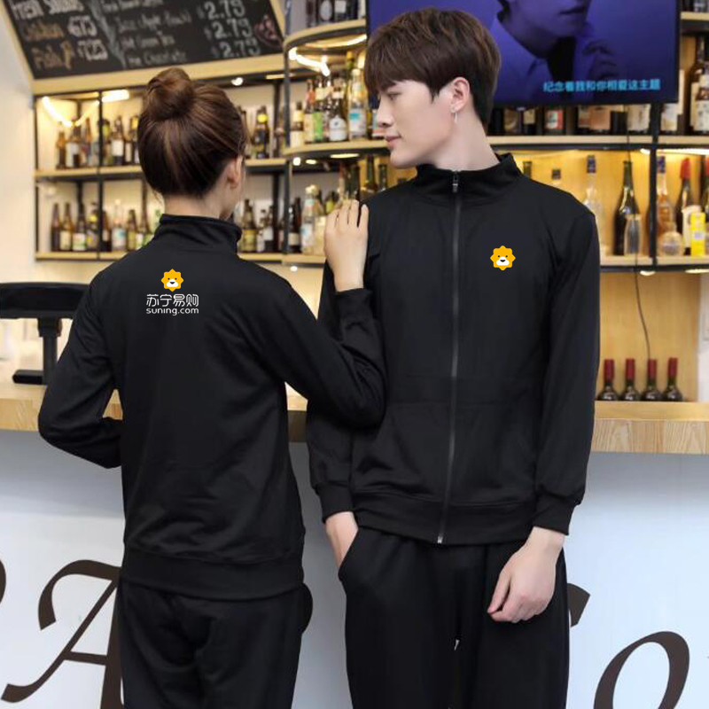 【苏宁严选直播热卖大促发售】苏宁易购工作服冬装帮客冲锋衣厚卫衣秋季款快递员外套定制印lo XXXL 苏宁黑色薄款卫衣