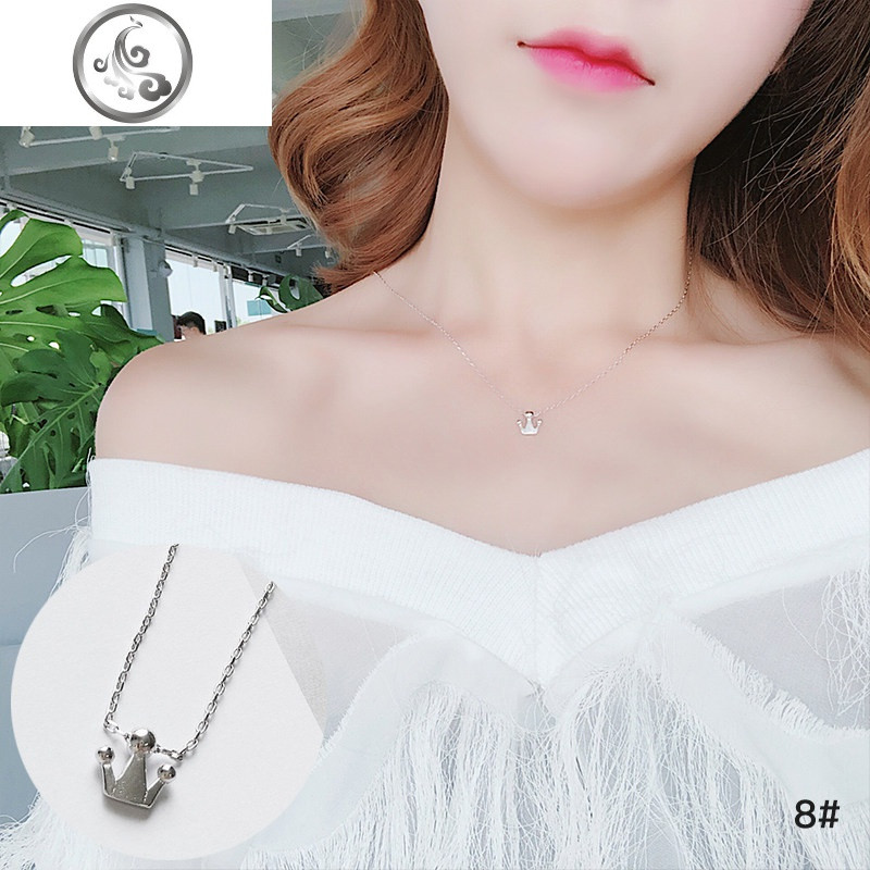 少女choker银色项链简约学生百搭圆球锁骨链性感短款颈链脖子饰品_1 皇冠套链