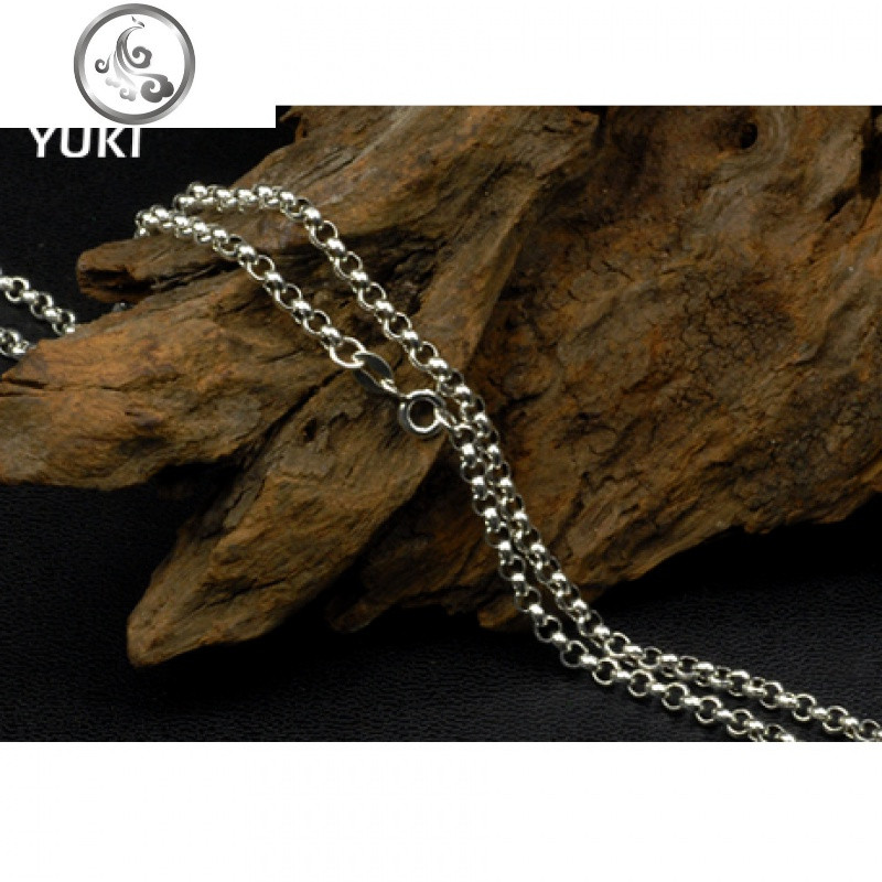 银饰品925银饰品配链复古男士银项链银珠环圈夜店配饰 3.0mm粗.70cm长