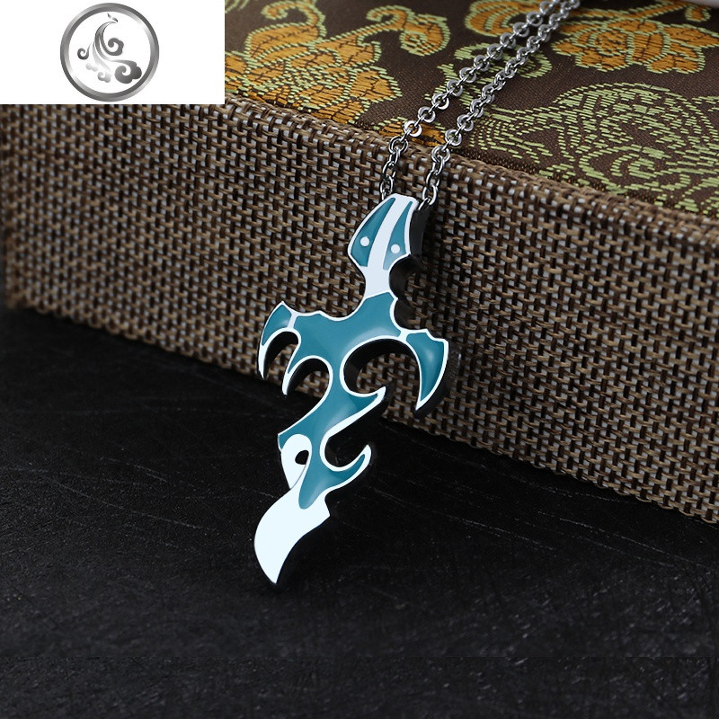 第2件不要钱/银色hiphop嘻哈日韩枫叶吊坠学生简约潮个性男女项链_1 火焰蓝色