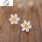 纯银耳钉女 925银饰韩版个性气质小花朵耳饰简约时尚耳环女_123 黄色