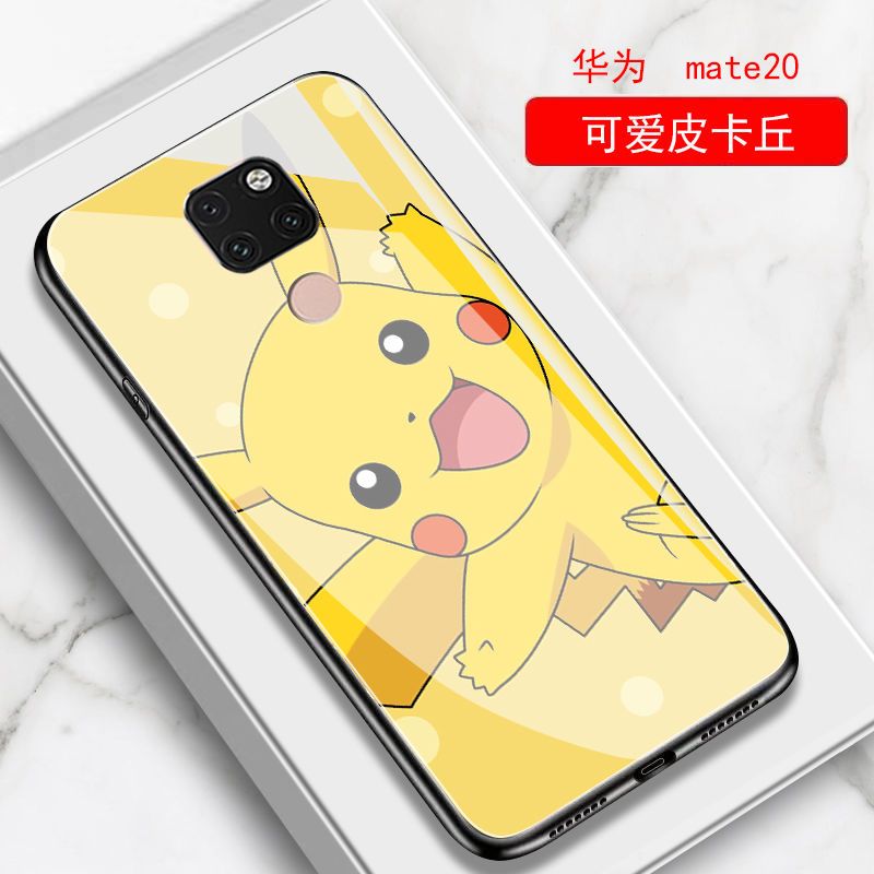 华为mate20pro手机壳玻璃mate20x手机套华为mate20手机壳男女款潮_219 可爱比卡丘+钢化膜+挂绳mate20x