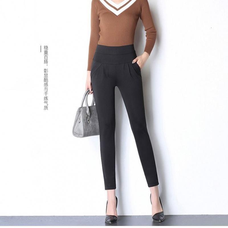 [加绒/不加绒]秋冬外穿打底裤女高腰中年妈妈裤子女黑色铅笔裤_2_815 XL(建议115斤-130斤) 黑色（夏季薄款）