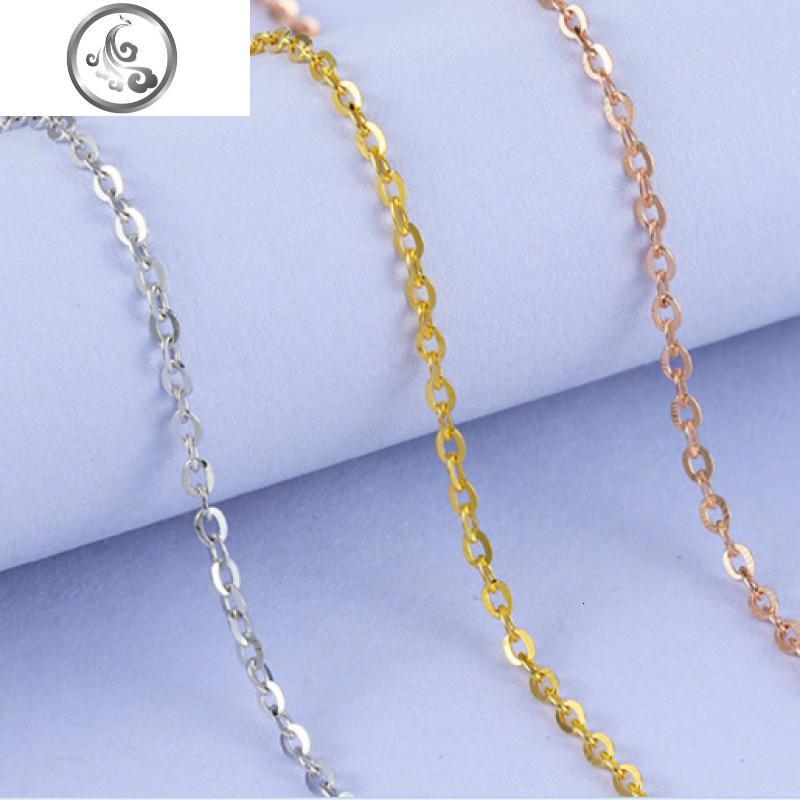 s925纯银O字链彩金银饰品十字链玫瑰金项链加长加粗款50cm70cm80_676 金色50cm粗1.0mm