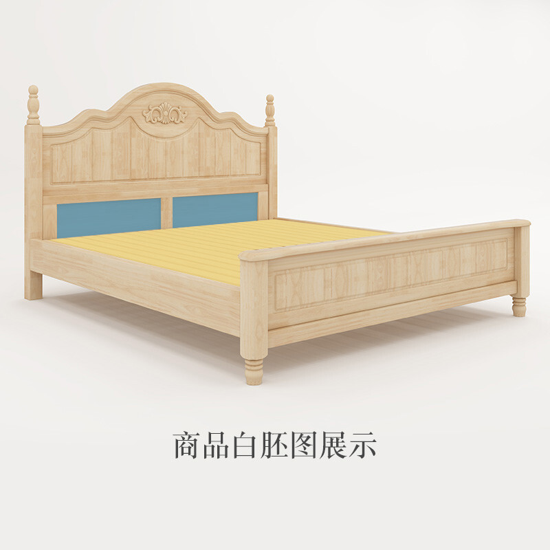 美式实木床1.8米双人主卧室床1.5m公主床白色现代简约韩式田园床_10 床+床头柜*11800mm*2000mm框架结构