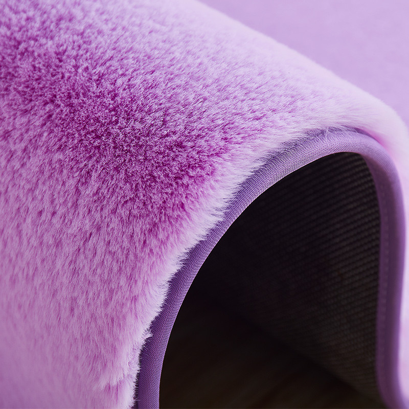 仿兔毛客厅茶几地毯卧室满铺北欧简约现代网红房间床边地垫子_320 180x80厘米 浅紫色