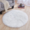 仿羊毛白色圆形地垫电脑椅梳妆台卧室床边长毛装饰拍照毛毛地毯_1 直径130厘米 白色