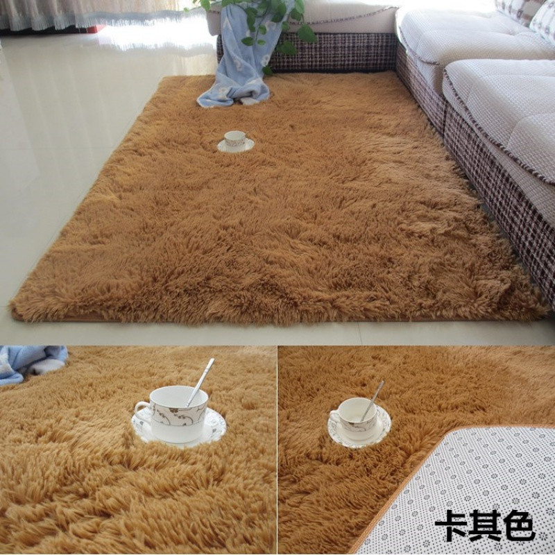 加厚长毛绒地毯网红灰色客厅茶几卧室满铺床边地垫长方形家用_75 200x140厘米 卡其色长毛
