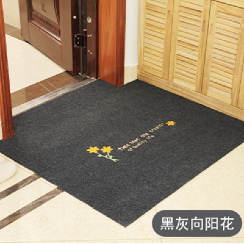 厨房地垫进地垫入户垫卫生间吸水脚垫卧室口地毯玄关垫子_116 0.5x0.8（加厚款） 黑灰色向阳花