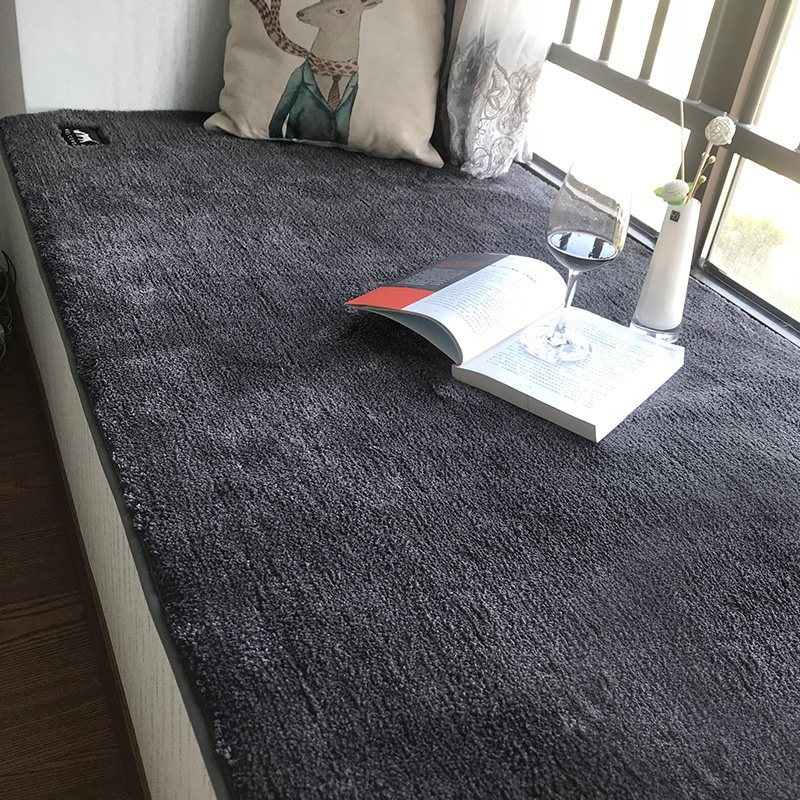 飘窗垫简约现代卧室床边脚垫榻榻米垫子柔软毛绒地毯定制窗台垫_2 120*200cm 飘窗垫灰色