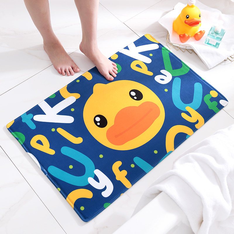 小鸭地毯垫进吸水脚垫卫浴口浴室防滑垫子卫生间地垫_3 40*60cm【正版小黄鸭】 字母鸭-蓝
