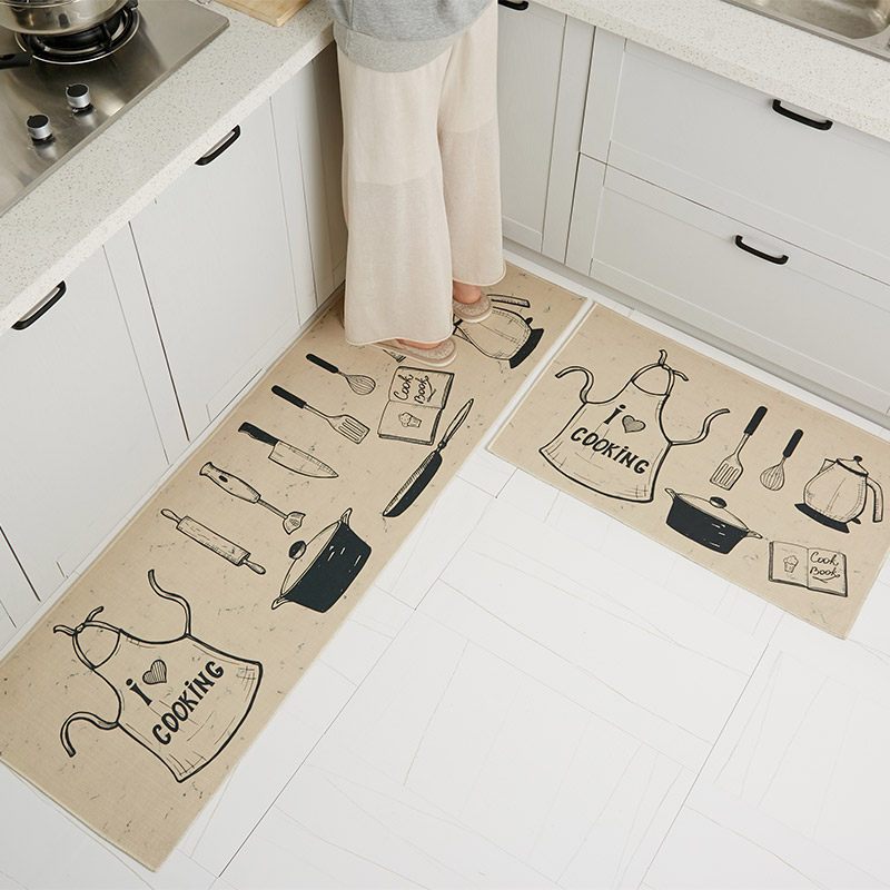 厨房地垫北欧网红防油防水长条防滑ins脚垫吸油垫子家用吸水地毯_2 50*80cm+50*120cm 厨房垫-字母厨具