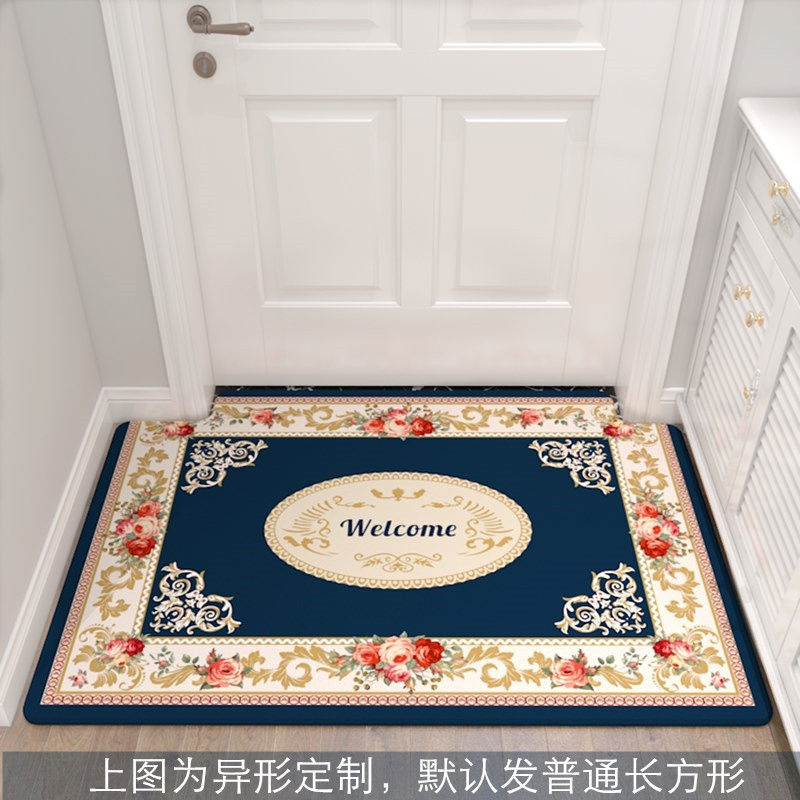 入户地垫垫进踩脚垫子可裁剪口家用欧式客厅厨房地毯卧室_1_187 0.8&times;1.2米（支持裁剪，可定制） 深灰色welcome-蓝