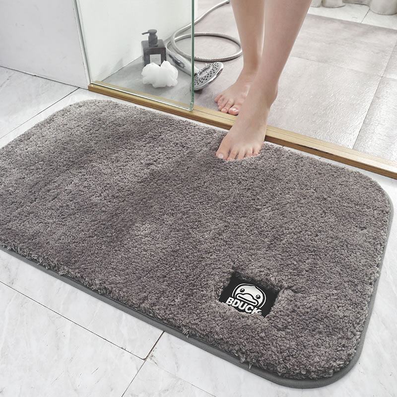 小鸭卫生间地垫地毯垫厨房吸水脚垫浴室防滑垫子_2 50*60cm【正品小黄鸭】 小黄鸭-熔岩灰