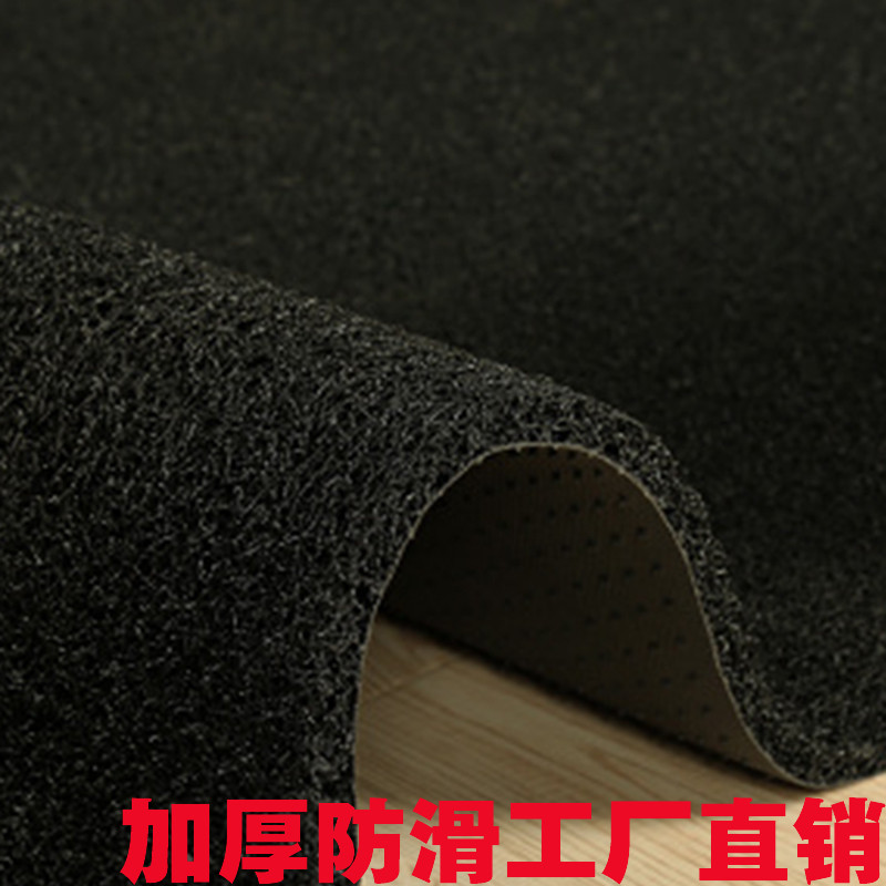 丝圈毯塑料地毯入户厅地垫pvc进蹭土加厚垫家用简约现代_864 120*150 超厚纯黑色（可自己裁剪）