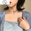 闪闪亮片小圆片项链女韩版简约个红choker短款颈带女士锁骨链 银色圆片
