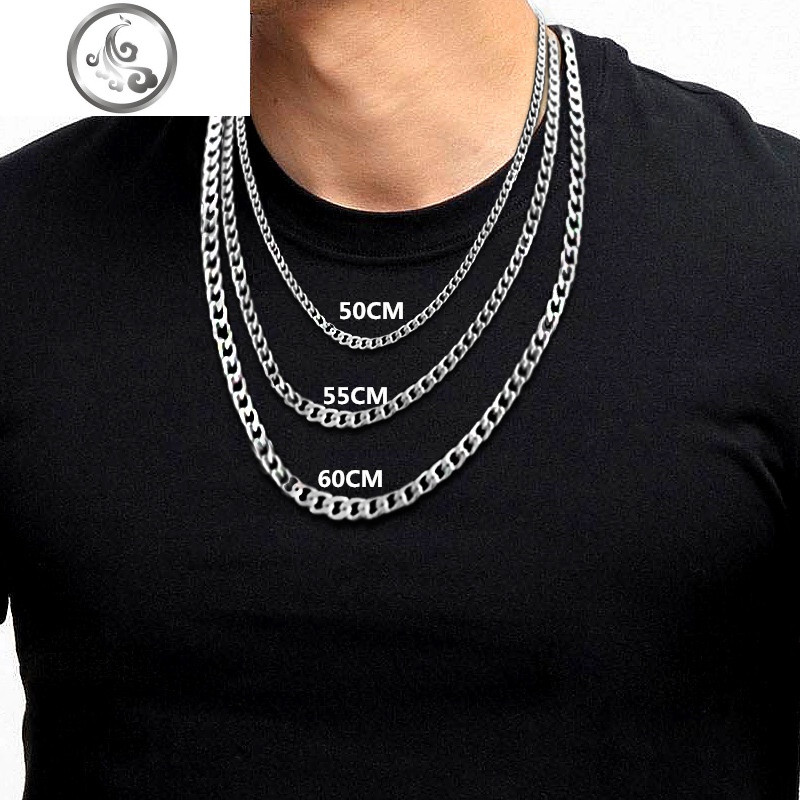 男士项链钛钢韩版简约学生锁骨链嘻哈配饰脖子链子饰品女潮人男生_1 60CM3MM（宽3毫米）项链一条