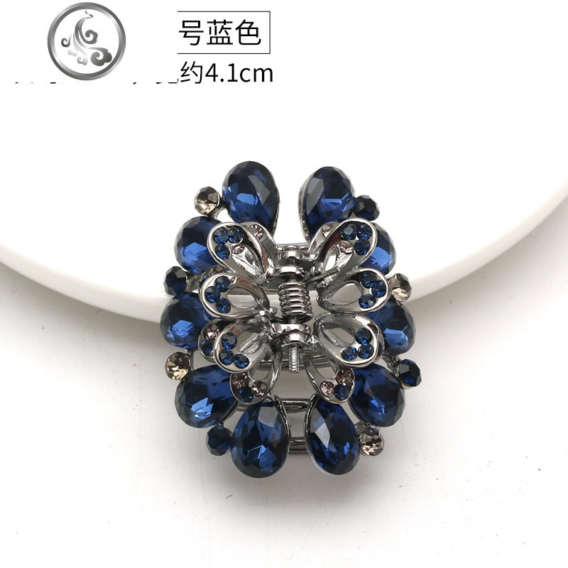 韩国发饰发抓头发夹子顶夹复古后脑勺水钻时尚抓夹小女中号_59 仿水晶中爪8号蓝色