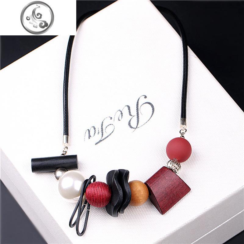 欧美时尚夸张百搭锁骨项链短款毛衣链日韩衣服配饰装饰项链挂饰_4_131 粉红色主图款14