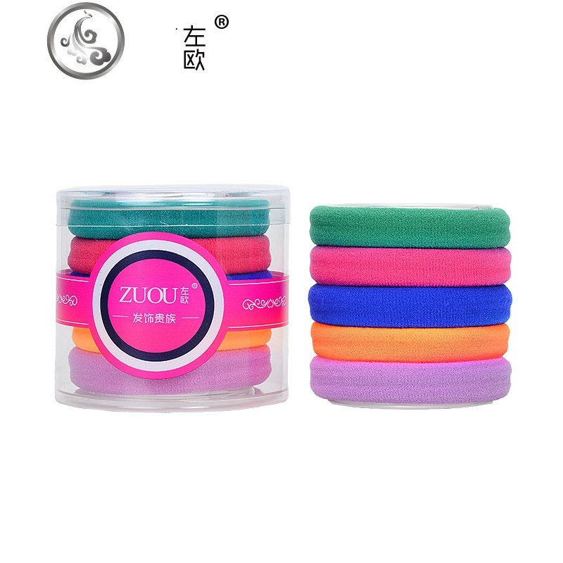 橡皮筋发圈女弹力加粗成人马尾黑色皮套头饰毛巾发绳扎头发头绳_1 中号电光色五根装