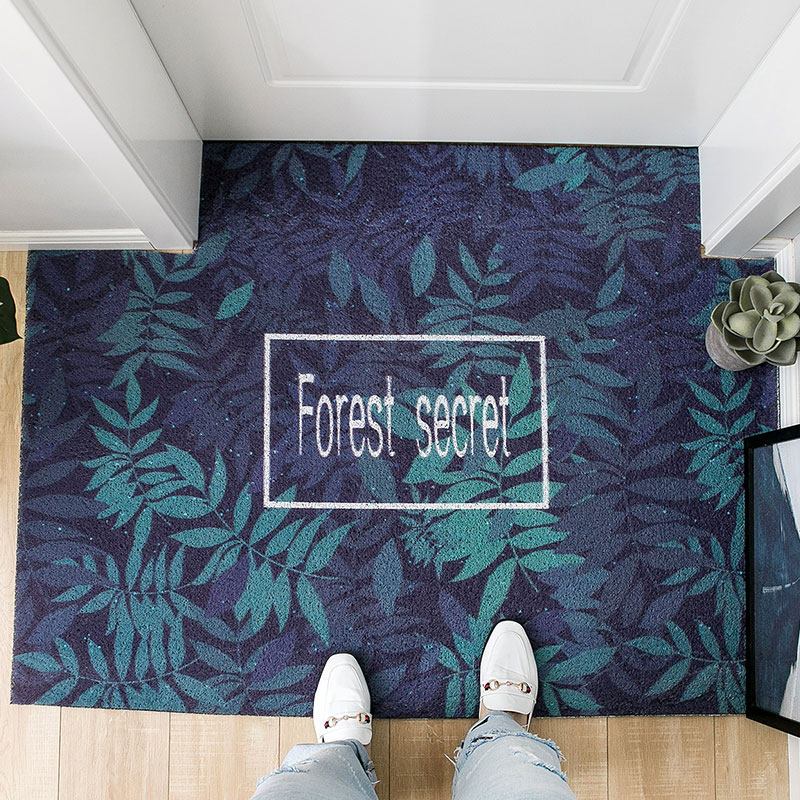 北欧ins入户口地垫进脚垫家用玄关入地毯可裁剪丝圈垫_3 50*120cm【可裁剪无压边】 绿色生活