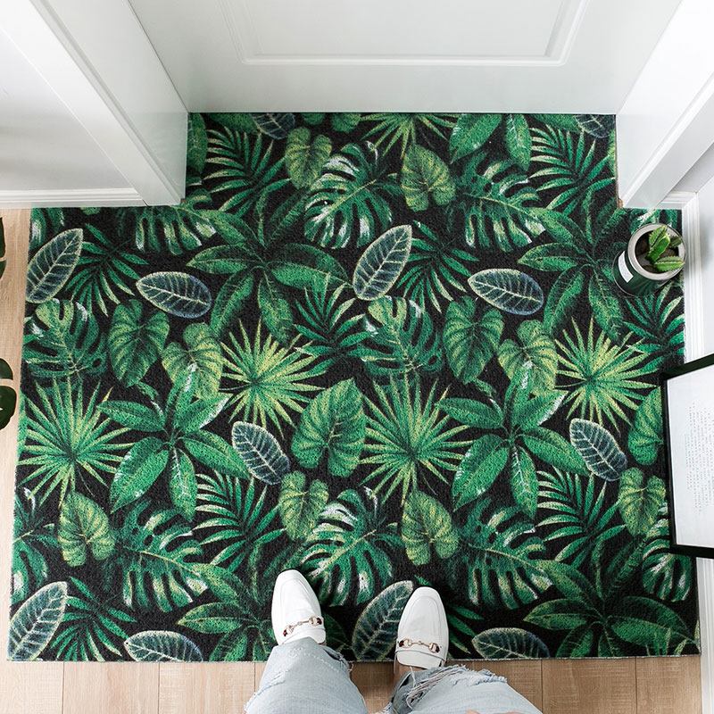 北欧ins入户口地垫进脚垫家用玄关入地毯可裁剪丝圈垫_3 50*120cm【可裁剪无压边】 叶语幽香