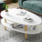 北欧茶几小户型现代客厅桌子简约茶桌创意沙发边几角几小圆桌双层_3 暖白椭圆100*50