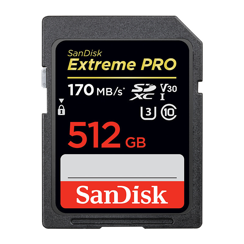 闪迪（Sandisk）512GB 至尊超高速SD卡读170MB/s写90MB/s相机内存卡存储卡V30 U3支持4K录制