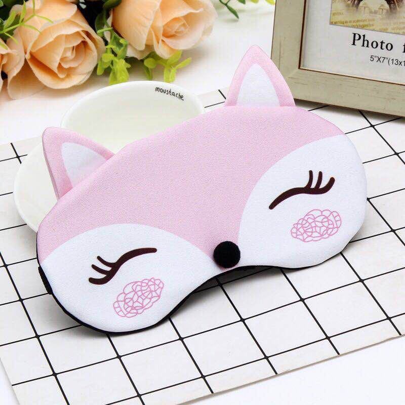 VIERUODIS成人卡通护目眼罩睡眠冰袋遮光睡觉透气卡通女款男冬秋季可爱儿童 可爱粉色狐狸送冰袋